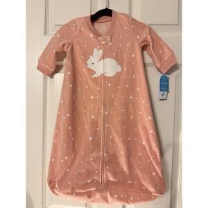 Carter’s Baby Bunny Fleece Sleep Bag 6-9M Pink Hearts 2 Way Zip NWT